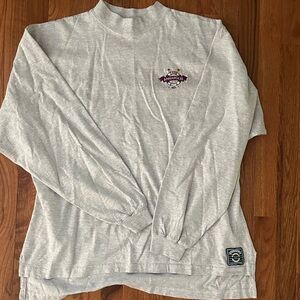 Gray Long Sleeve Mockneck Shirt with Embroidered Logo Annapolis XL